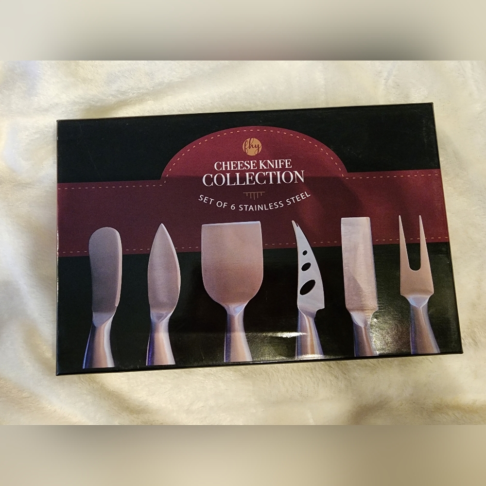 NEW Set of 6 Cheese Knife Collection, Stainless Steel, Charcuterie Accessories